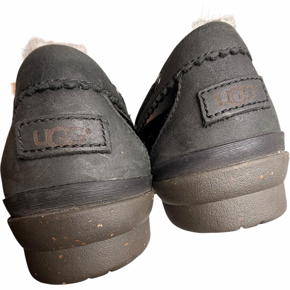 UGG Haylie Duck Shoes Black Patent Leather Suede Kiltie Tassel Loafers Womens 8 - Picture 7 of 11